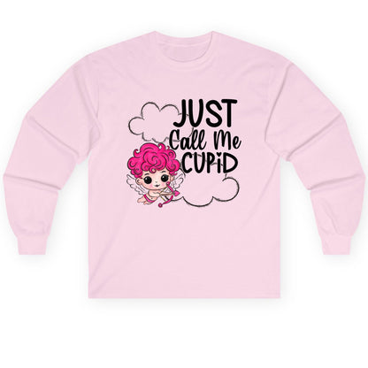 Just Call Me Cupid cupid Long Sleeve Tee Light Pink product mockup