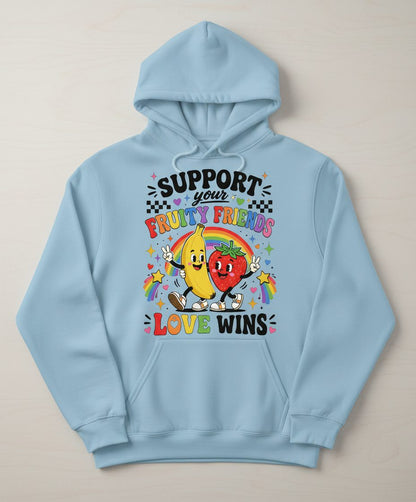 Support Your Fruity Friends Love Wins Retro Lgbtq Pride Hoodie - product mockup - Light Blue