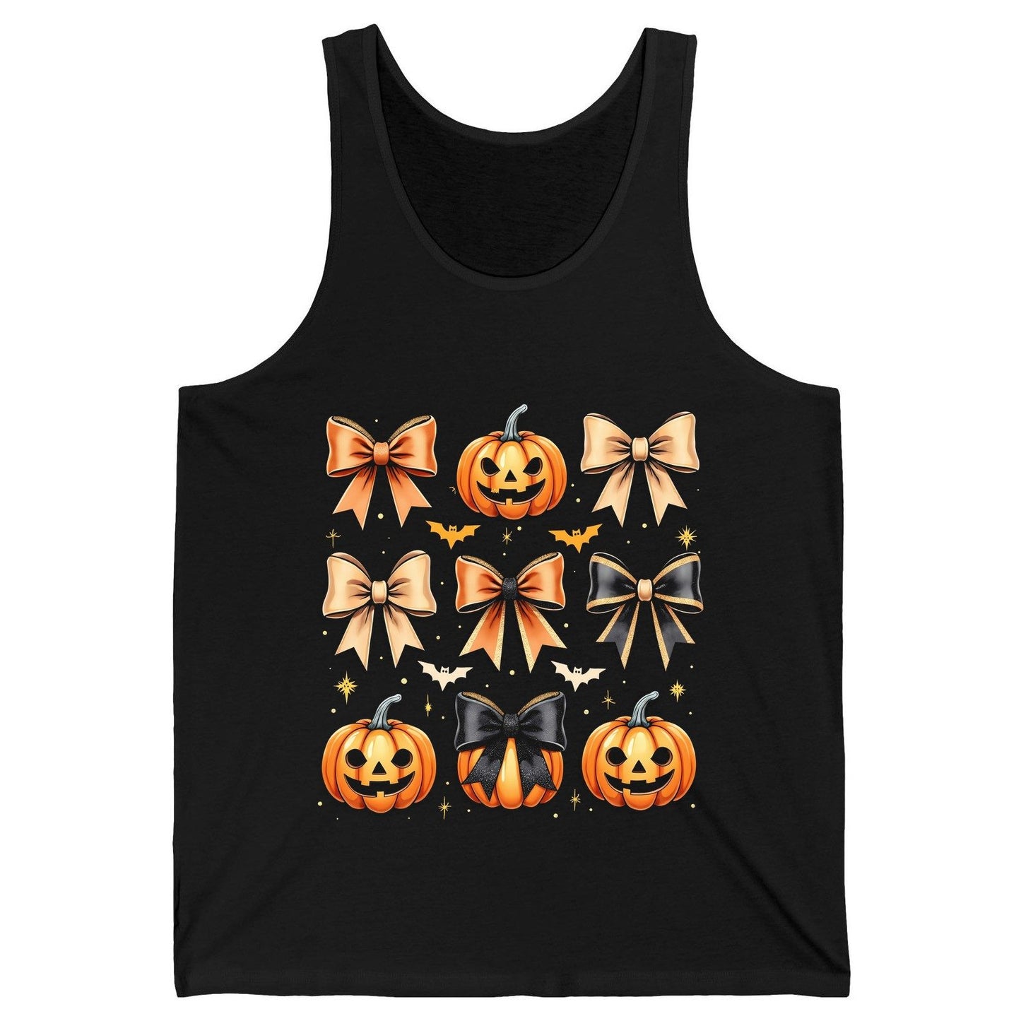 Cute Halloween Pumpkins and Bows Halloween Tank Top Black product mockup