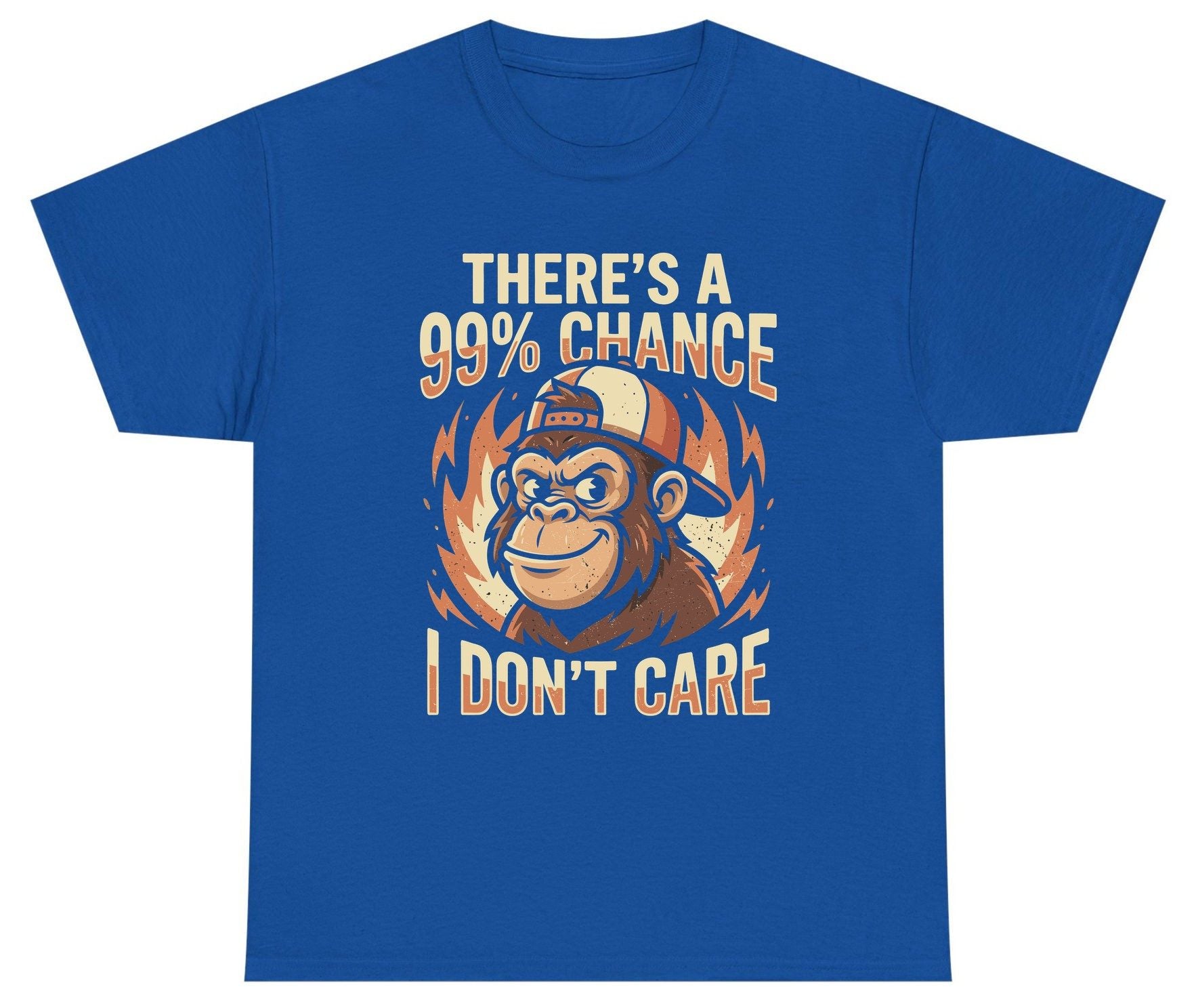 There's a 99% Chance I Don't Care monkey Youth T-Shirt Royal product mockup