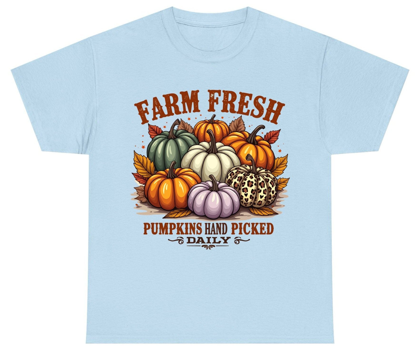 Farm Fresh Pumpkins Hand Picked Daily autumn pumpkins Youth T-Shirt Light Blue product mockup