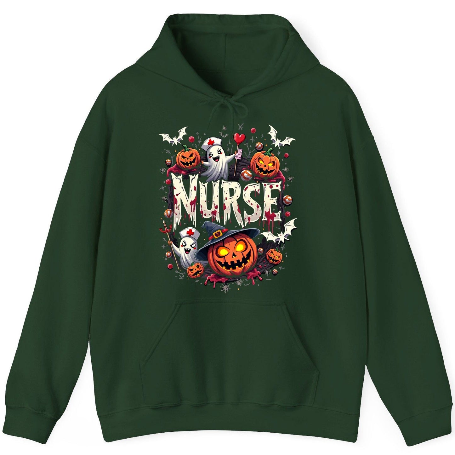 Nurse Halloween nurse Hoodie Forest Green product mockup