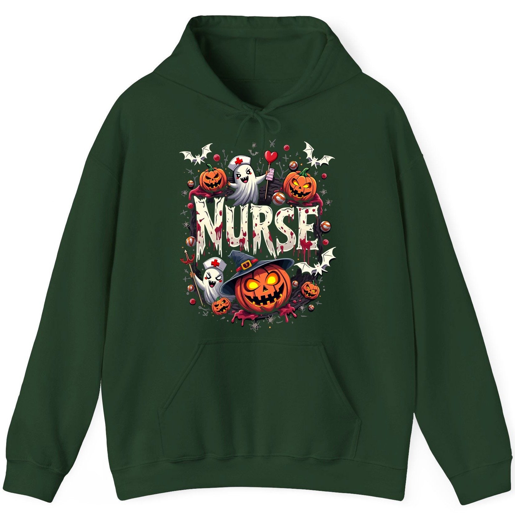 Nurse Halloween nurse Hoodie Forest Green product mockup