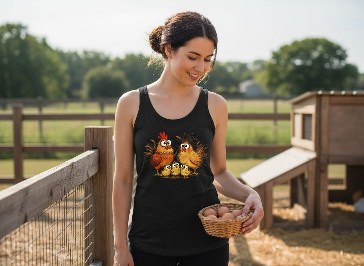 Funny Chicken Family chicken family Tank Top Black lifestyle mockup