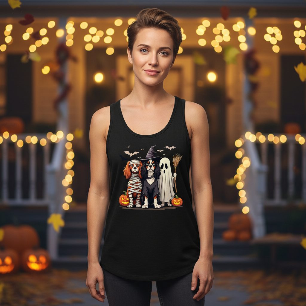 Cavalier Spaniel Halloween Dogs cavalier king charles spaniel Tank Top Black lifestyle mockup