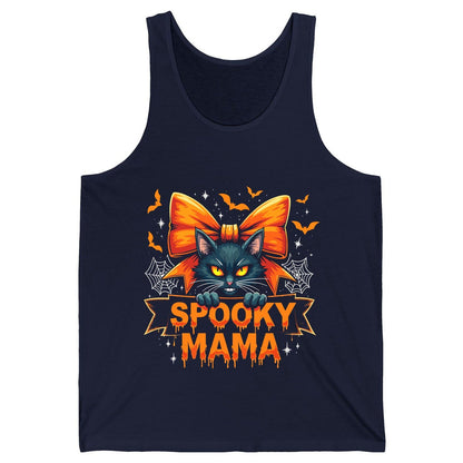 Spooky Mama black cat Tank Top Navy product mockup