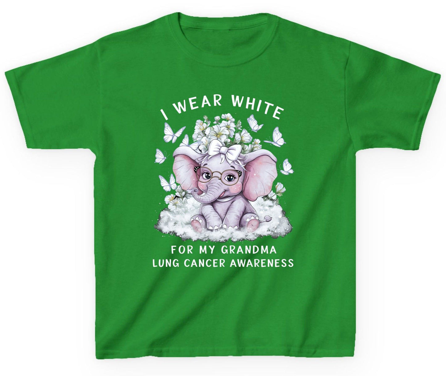 I Wear White for My Grandma Lung Cancer Awareness lung cancer awareness Youth T-Shirt Irish Green product mockup