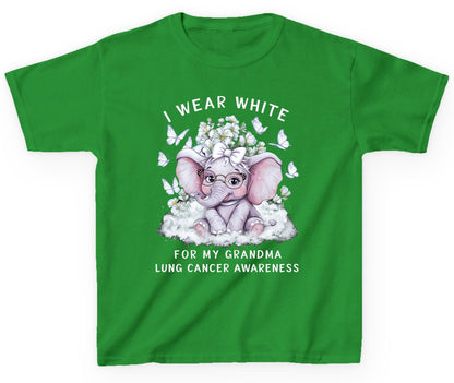 I Wear White for My Grandma Lung Cancer Awareness lung cancer awareness Youth T-Shirt Irish Green product mockup