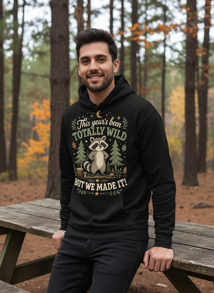 Totally Wild Raccoon Funny Animal Lovers Hoodie - lifestyle model mockup - Black