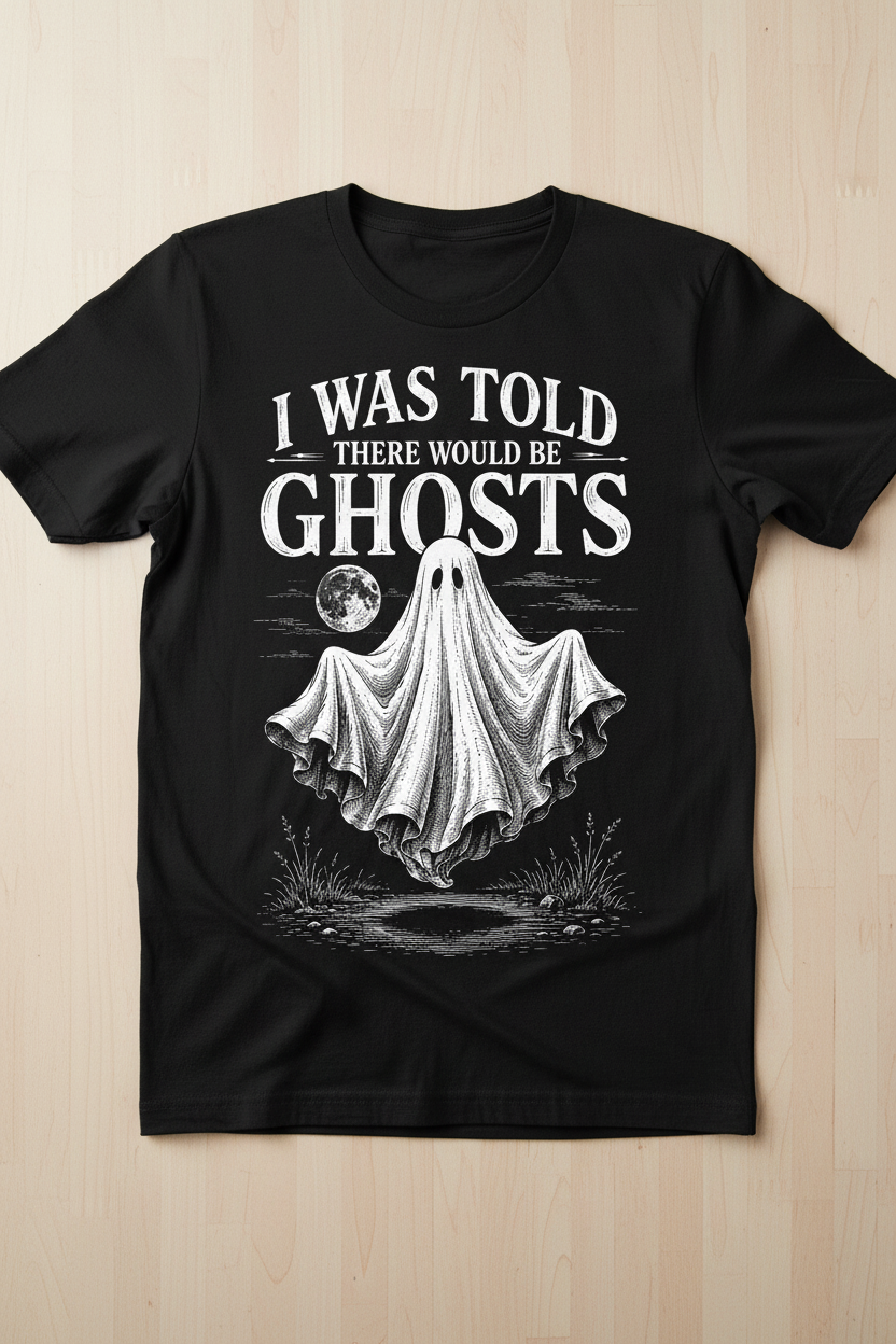 Funny I Was Told There Would Be Ghosts T-Shirt - product mockup - Black