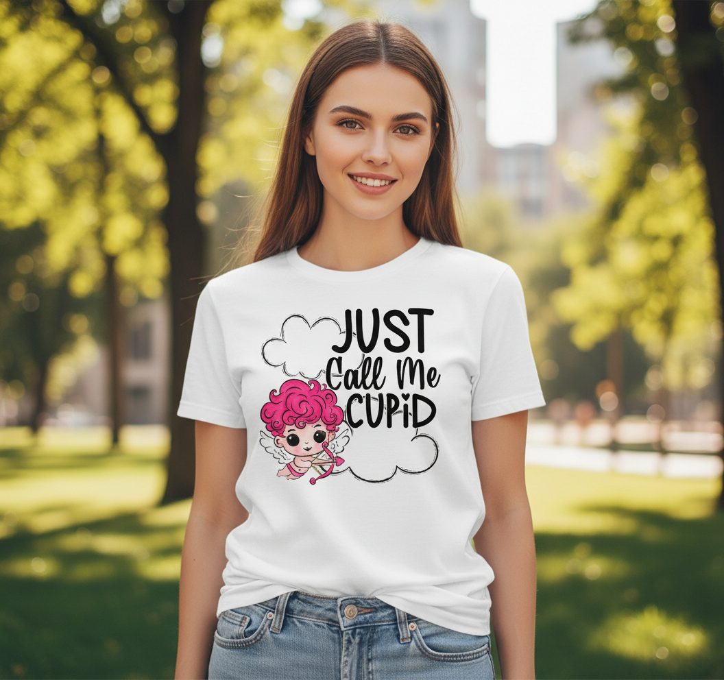 Just Call Me Cupid cupid T-Shirt White lifestyle mockup