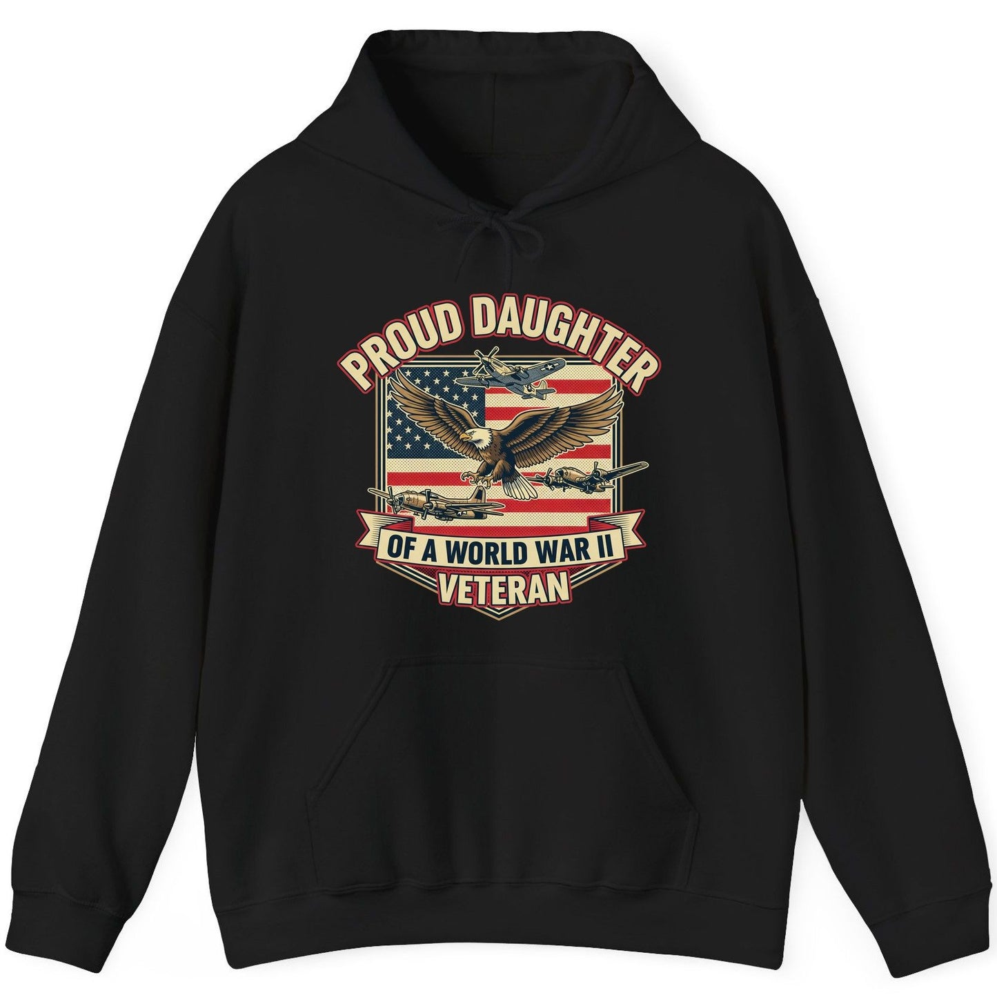 Proud Daughter of a World War Ii Veteran world war ii veteran Hoodie Black product mockup