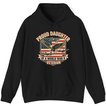 Proud Daughter of a World War Ii Veteran world war ii veteran Hoodie Black product mockup