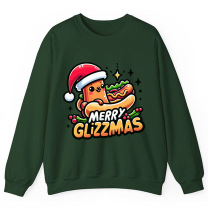 Merry Glizzmas hot dog Sweatshirt Forest Green product mockup