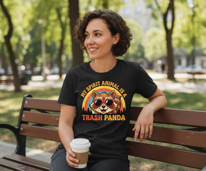 My Spirit Animal Is a Trash Panda raccoon T-Shirt Black lifestyle mockup
