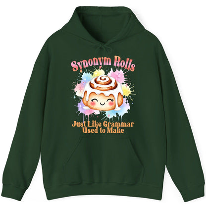 Synonym Rolls Just Like Grammar Used to Make grammar pun Hoodie Forest Green product mockup