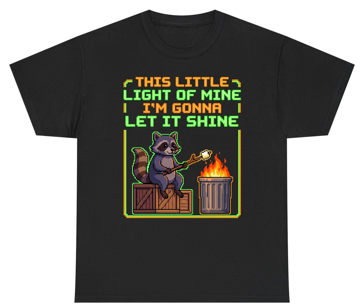 THIS LITTLE LIGHT OF MINE I'M GONNA LET IT SHINE Raccoon Youth T-Shirt Black product mockup