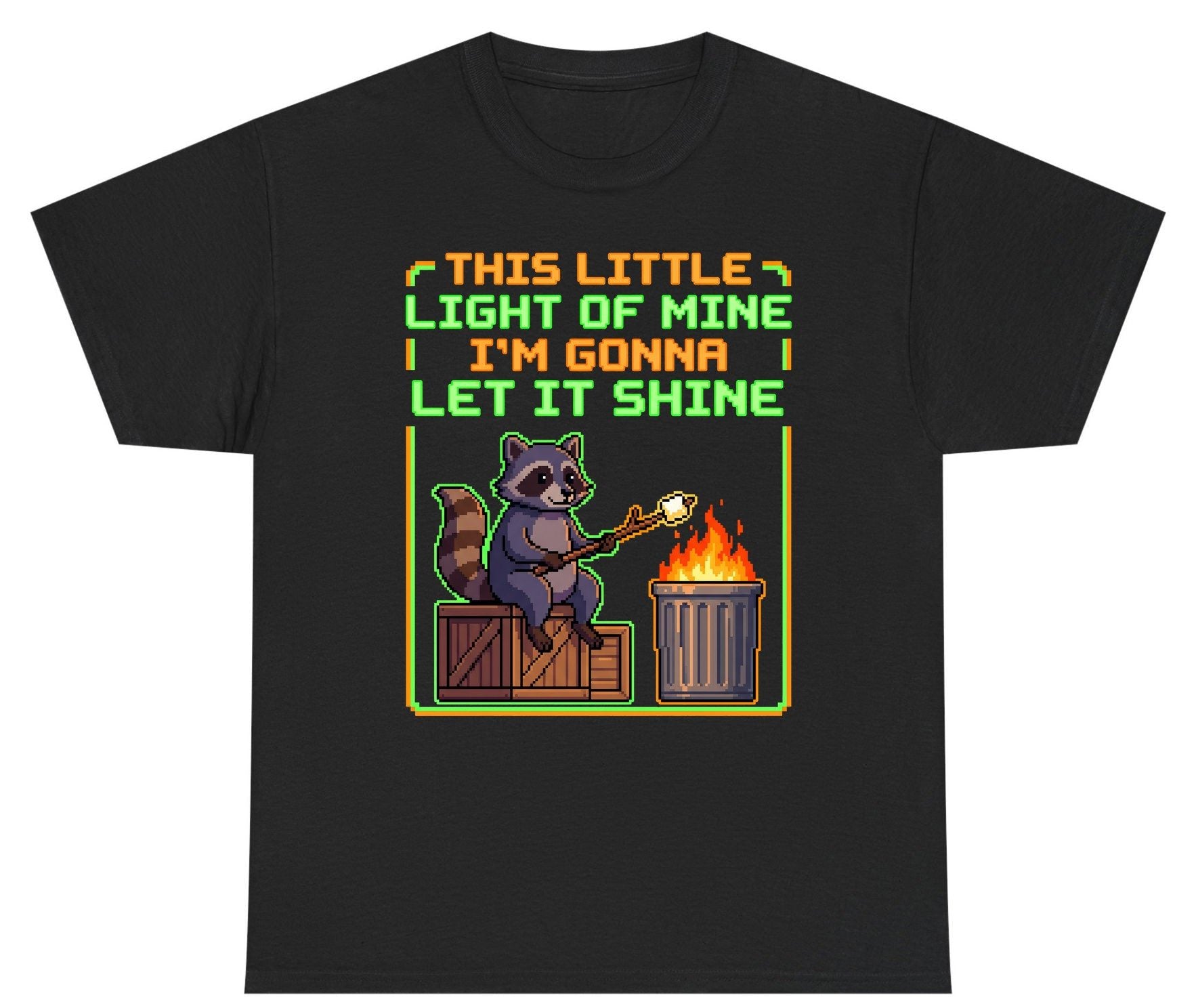 THIS LITTLE LIGHT OF MINE I'M GONNA LET IT SHINE Raccoon Youth T-Shirt Black product mockup
