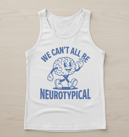 We Can't All Be Neurotypical Retro Cartoon Brain Tank Top - White