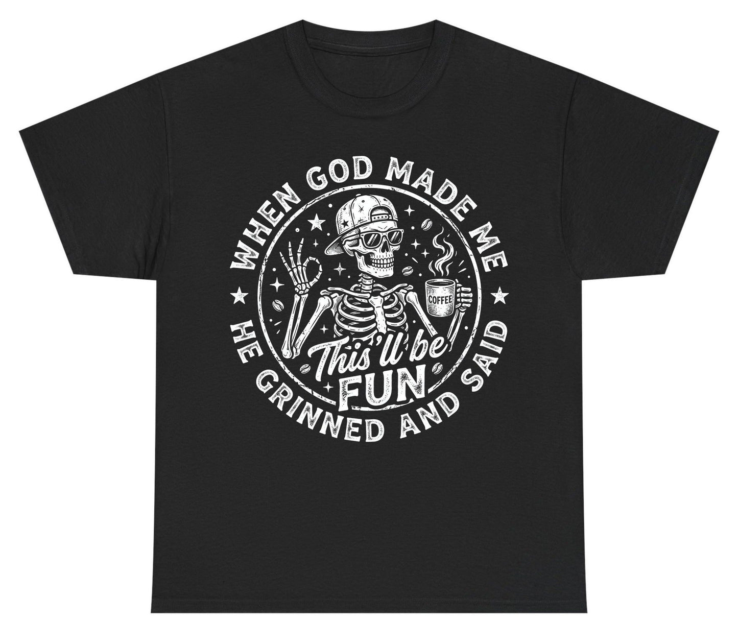 When God Made Me He Grinned and Said This'll Be FUN Youth T-Shirt - product mockup - Black