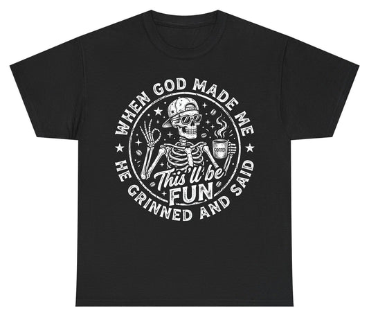 When God Made Me He Grinned and Said This'll Be FUN Youth T-Shirt - product mockup - Black