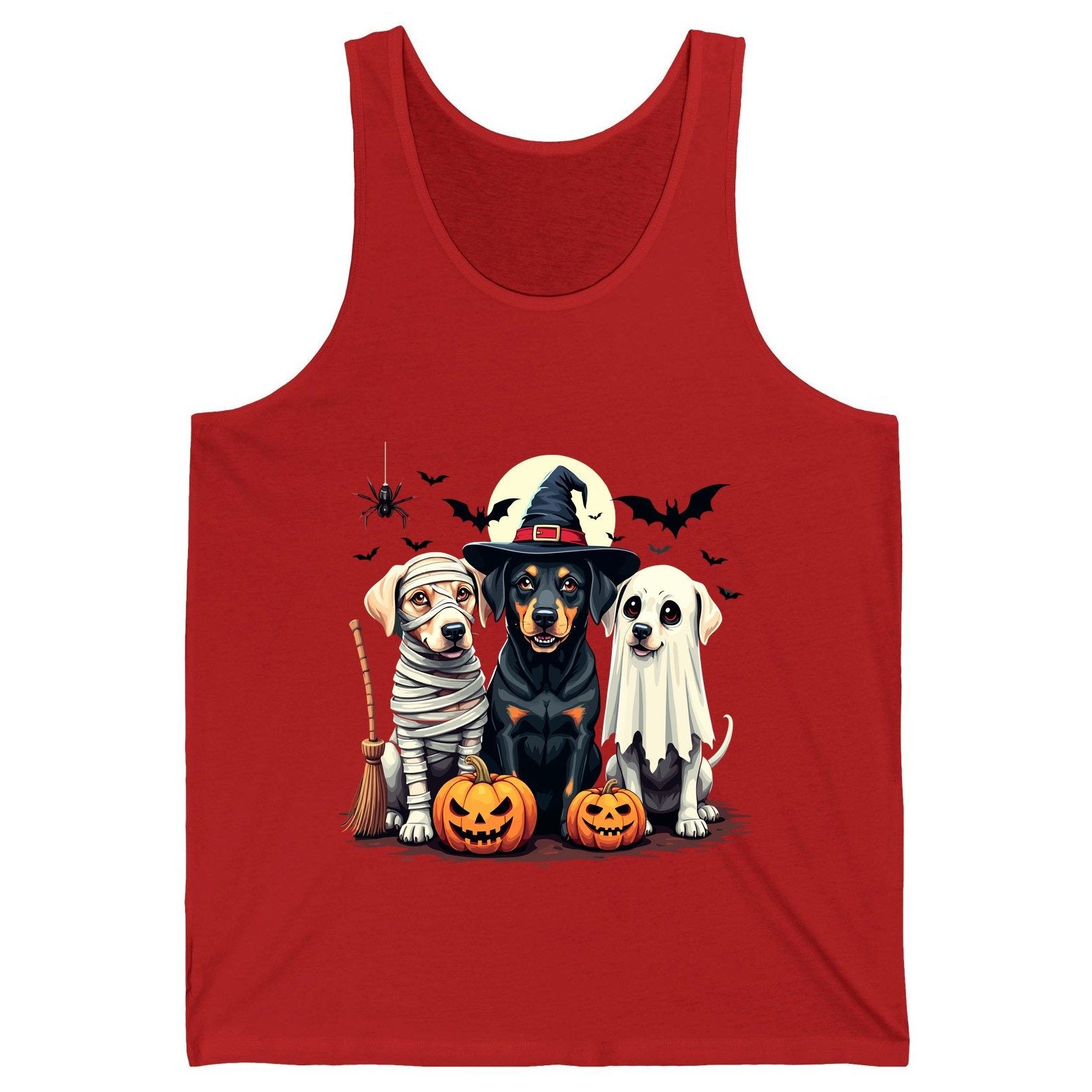 Halloween Dogs in Costumes dogs in Halloween costumes Tank Top Red product mockup