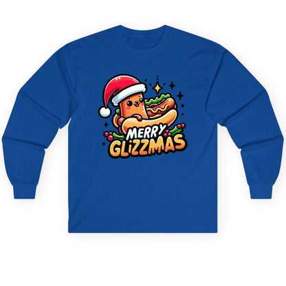 Merry Glizzmas hot dog Long Sleeve Tee Royal product mockup