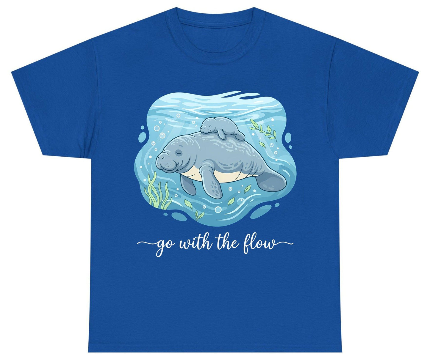 Go with the Flow Manatee Youth T-Shirt - product mockup - Royal