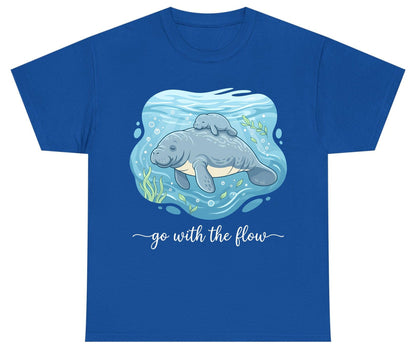 Go with the Flow Manatee Youth T-Shirt - product mockup - Royal