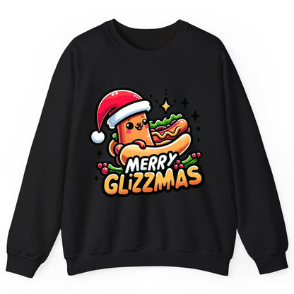 Merry Glizzmas hot dog Sweatshirt Black product mockup