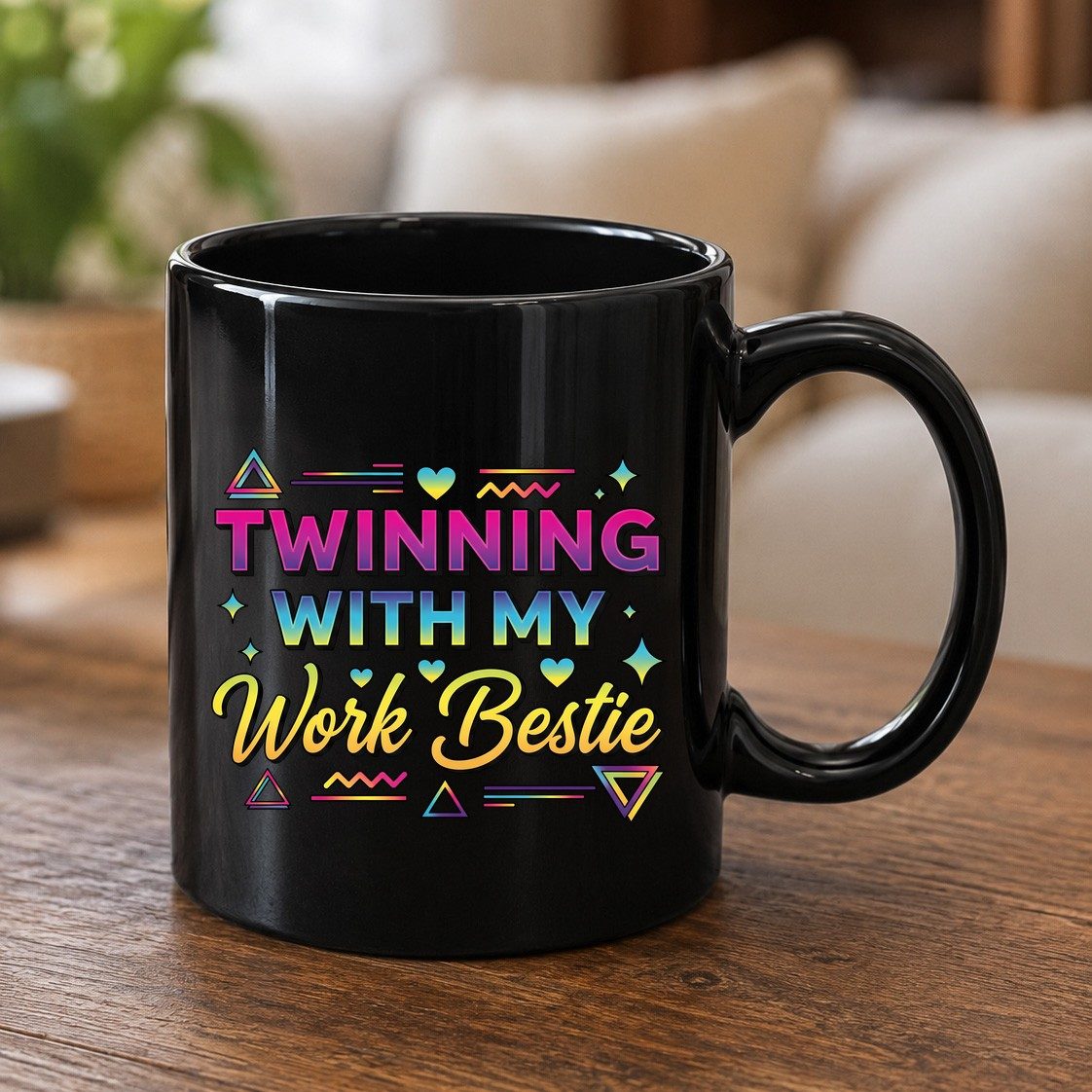 Twinning with My Work Bestie work bestie Black Mug Black product mockup
