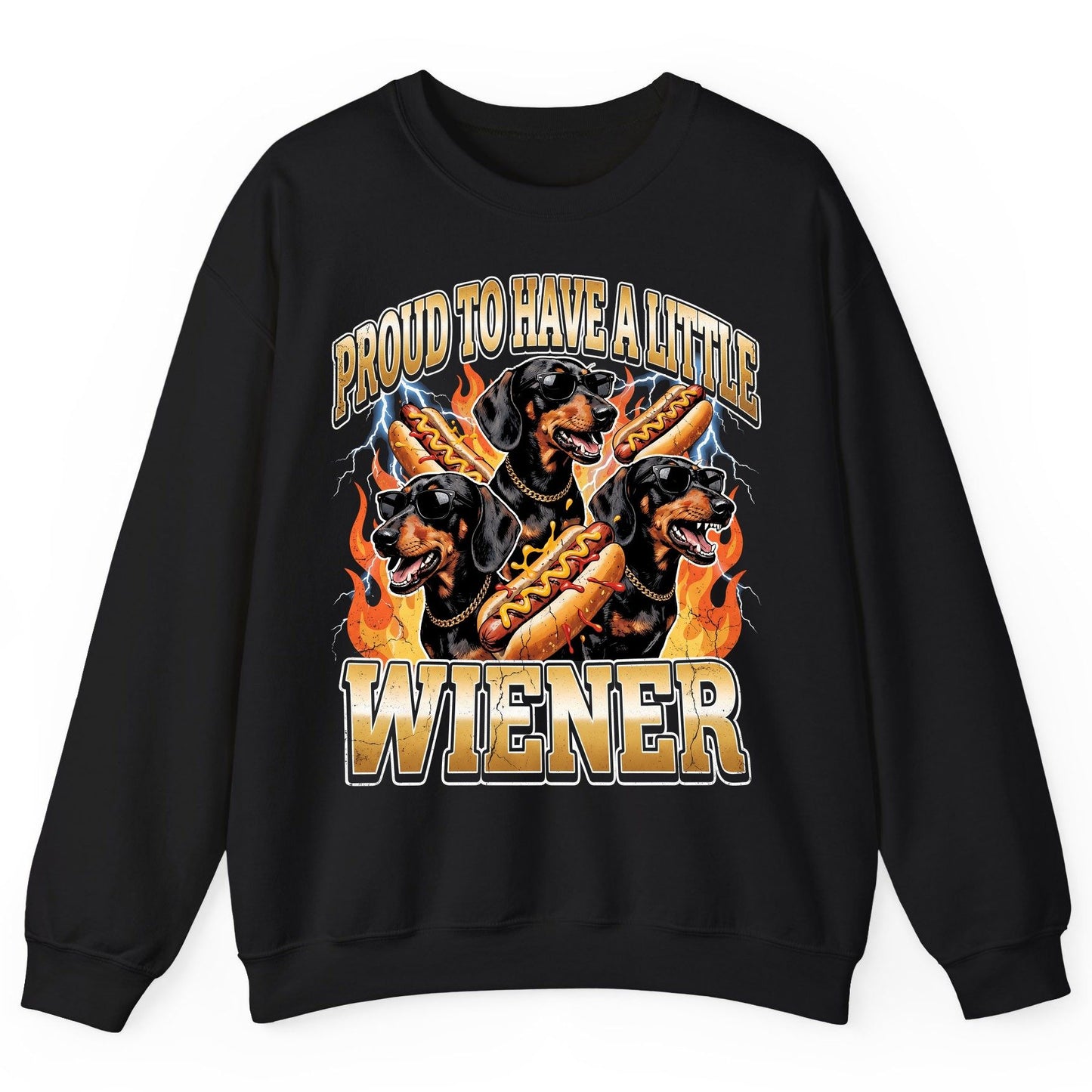 Proud to Have a Little Wiener dachshund Sweatshirt Black product mockup