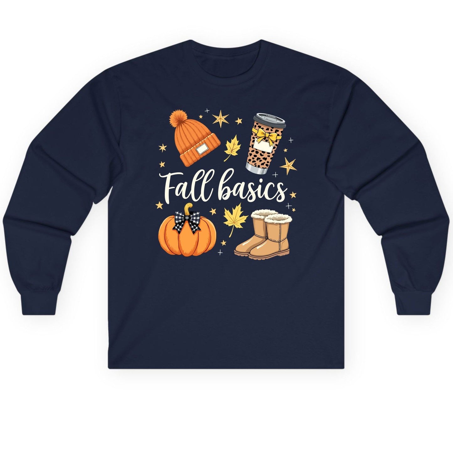 Fall Basics autumn essentials Long Sleeve Tee Navy product mockup