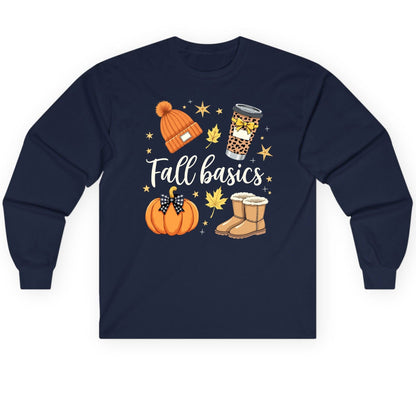 Fall Basics autumn essentials Long Sleeve Tee Navy product mockup