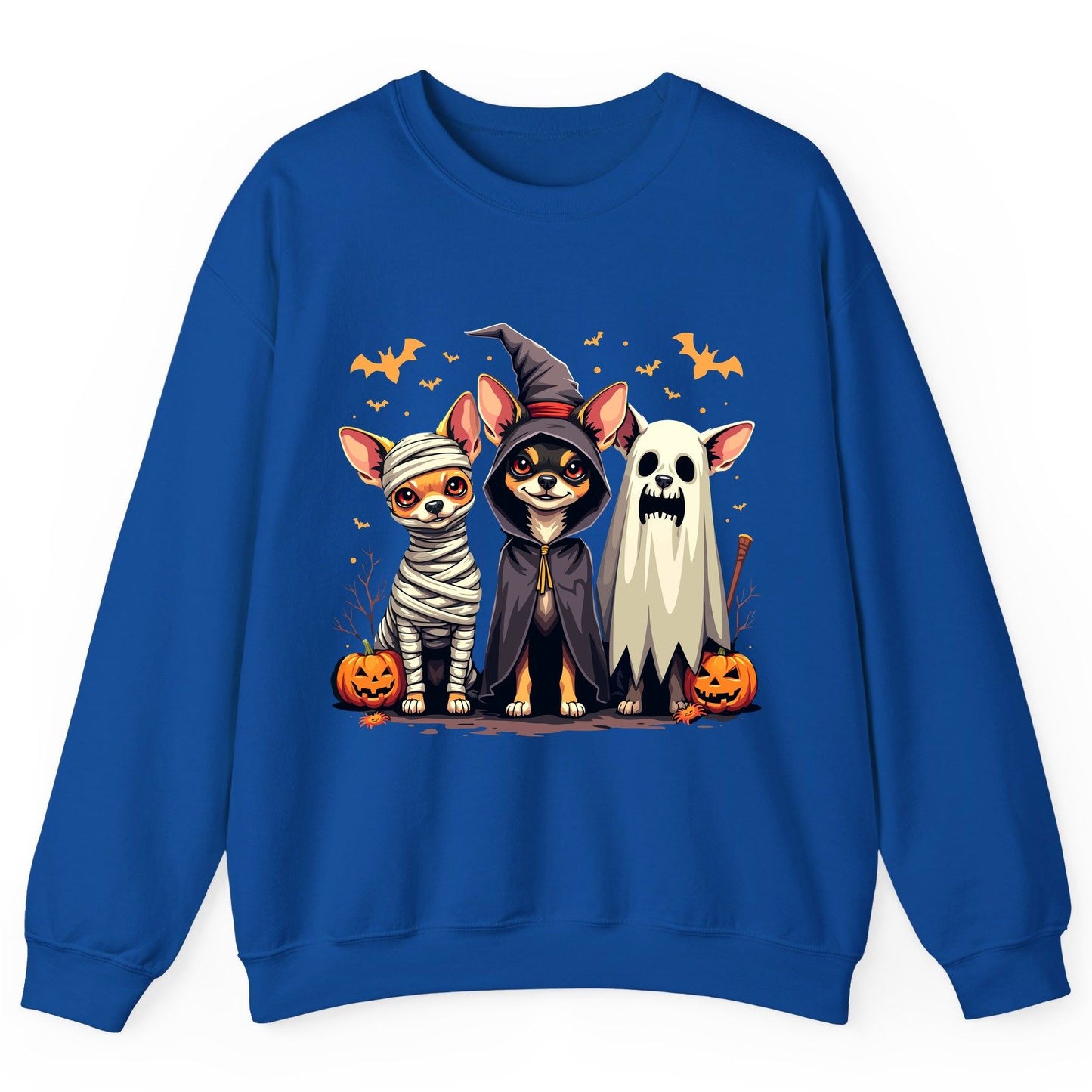 Chihuahua Halloween Costumes chihuahua dogs in Halloween costumes Sweatshirt Royal product mockup
