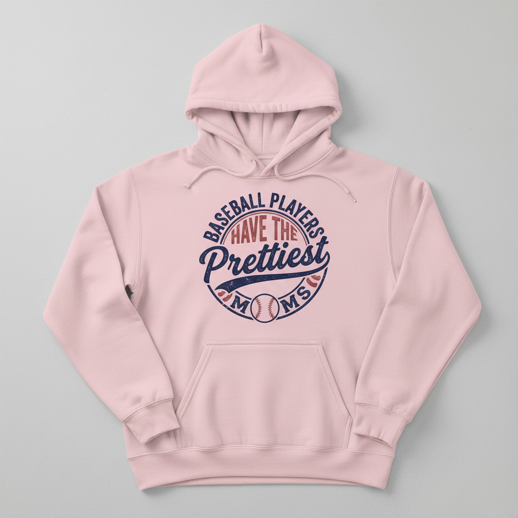 Baseball Players Have The Prettiest Moms Funny Sports Mom Design Hoodie - Light Pink