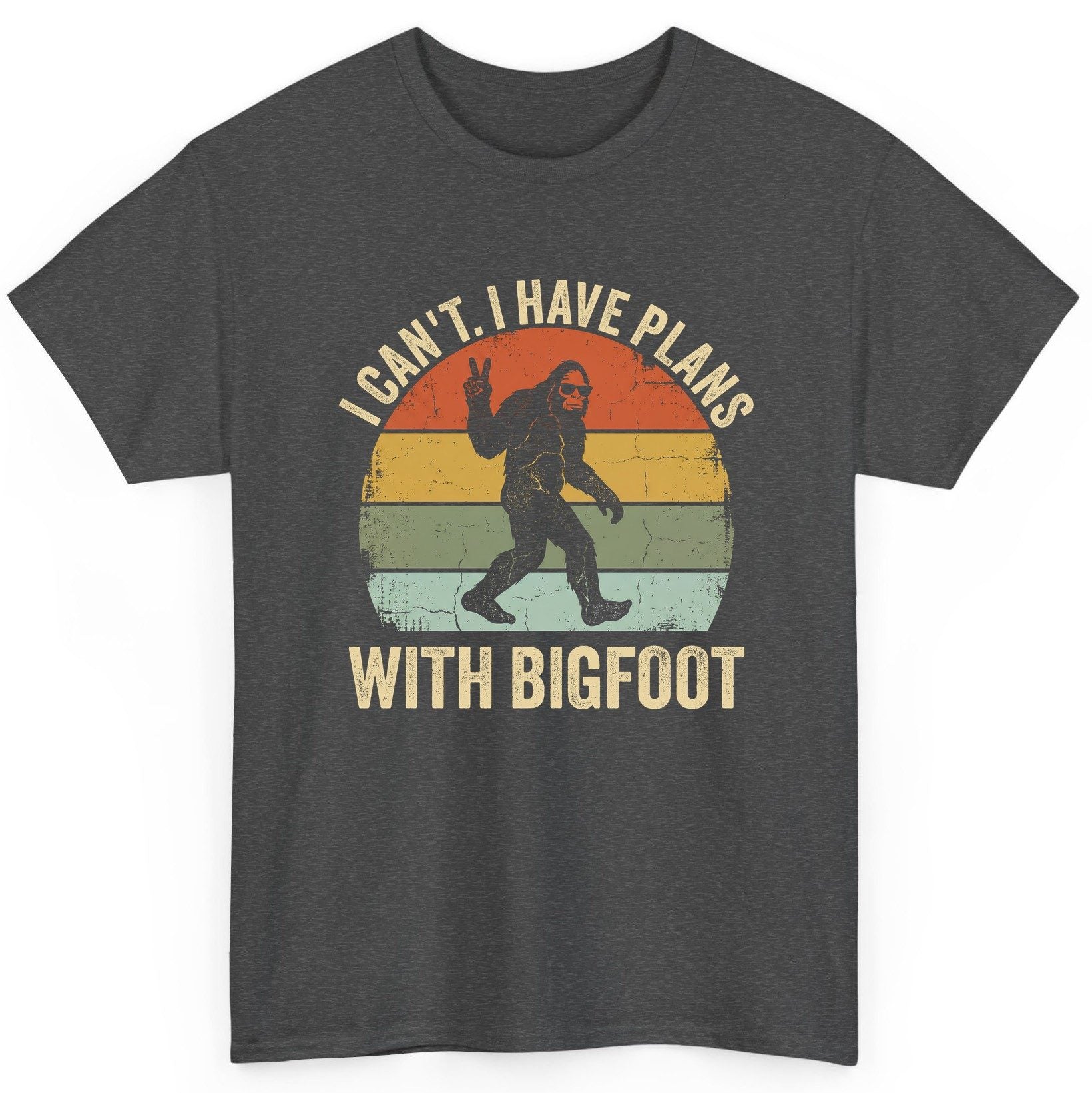 I Can't I Have Plans with Bigfoot bigfoot T-Shirt Dark Heather product mockup