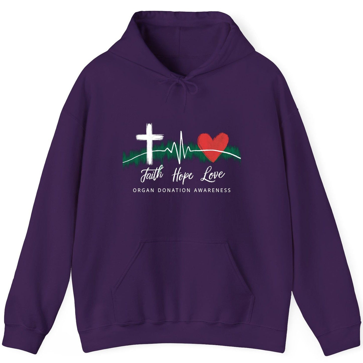 Faith Hope Love Organ Donation Awareness organ donation awareness Hoodie Purple product mockup