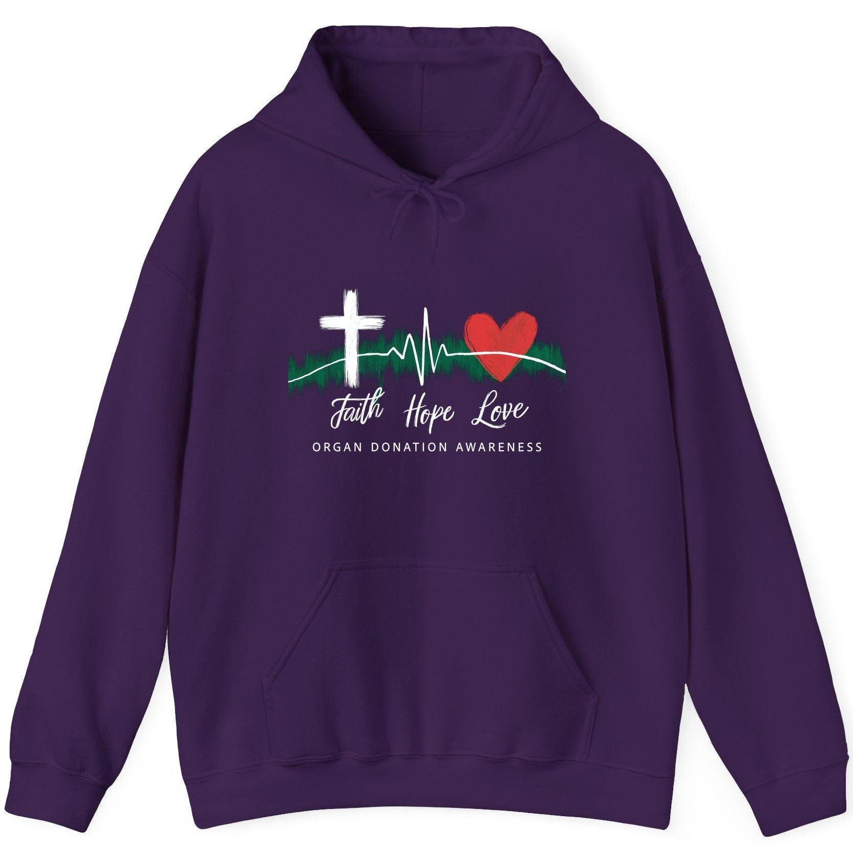 Faith Hope Love Organ Donation Awareness organ donation awareness Hoodie Purple product mockup