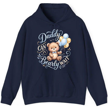 Daddy CAN Bearly WAIT Teddy Bear Hoodie - product mockup - Navy
