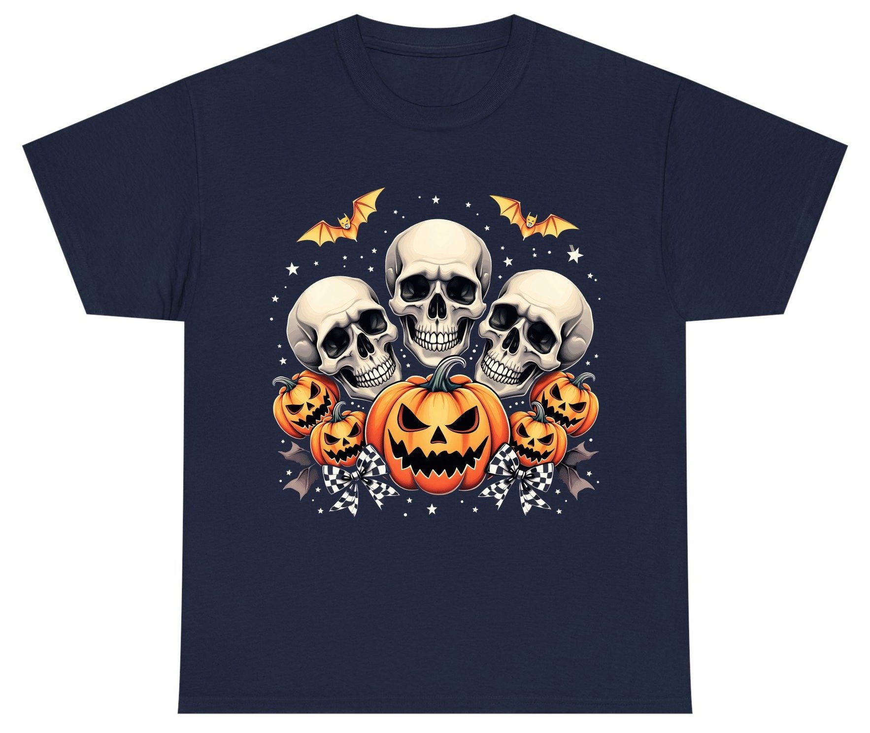 Skulls and Pumpkins Halloween Halloween Youth T-Shirt Navy product mockup