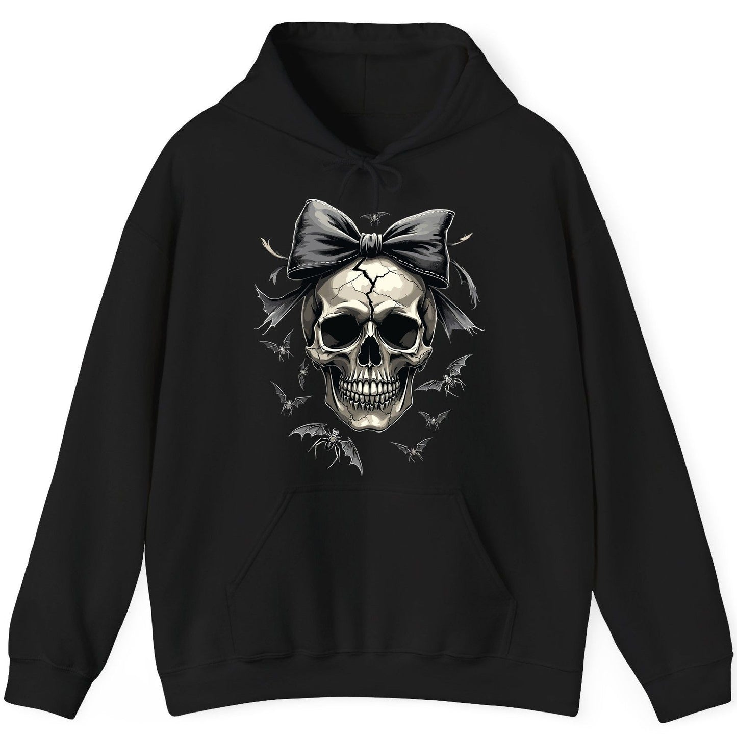 Gothic Skull with Bow gothic skull Hoodie Black product mockup