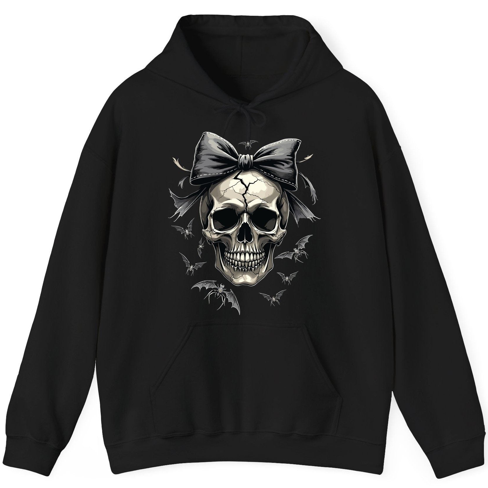 Gothic Skull with Bow gothic skull Hoodie Black product mockup