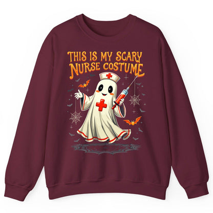 This Is My Scary Nurse Costume Halloween ghost nurse Sweatshirt Maroon product mockup