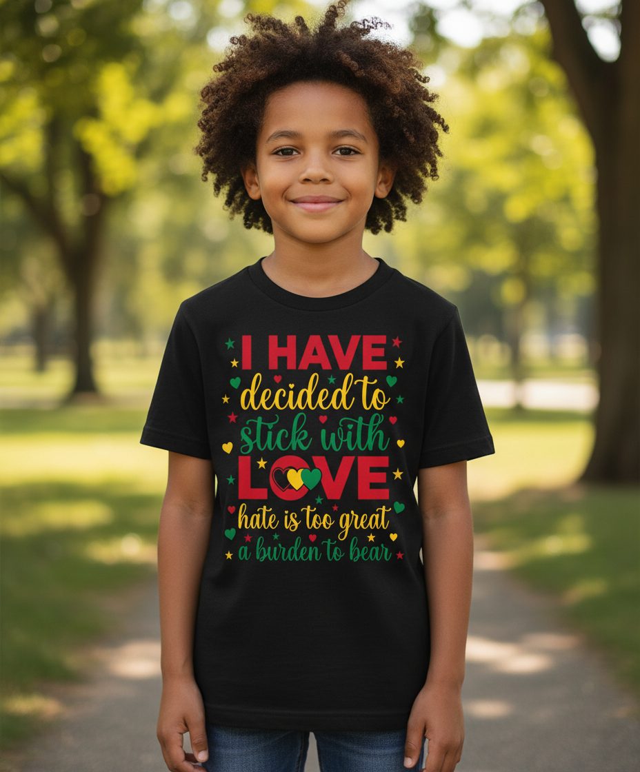 I Have Decided to Stick with Love Hate Is Too Great a Burden to Bear black history month Youth T-Shirt Black lifestyle mockup