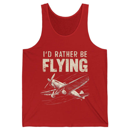 I'd Rather Be Flying vintage propeller plane Tank Top Red product mockup