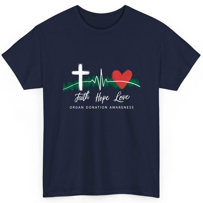 Faith Hope Love Organ Donation Awareness organ donation awareness T-Shirt Navy product mockup