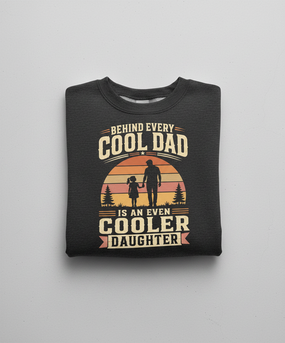 Behind Every Cool Dad Is An Even Cooler Daughter T-Shirt Sweatshirt - Dark Heather