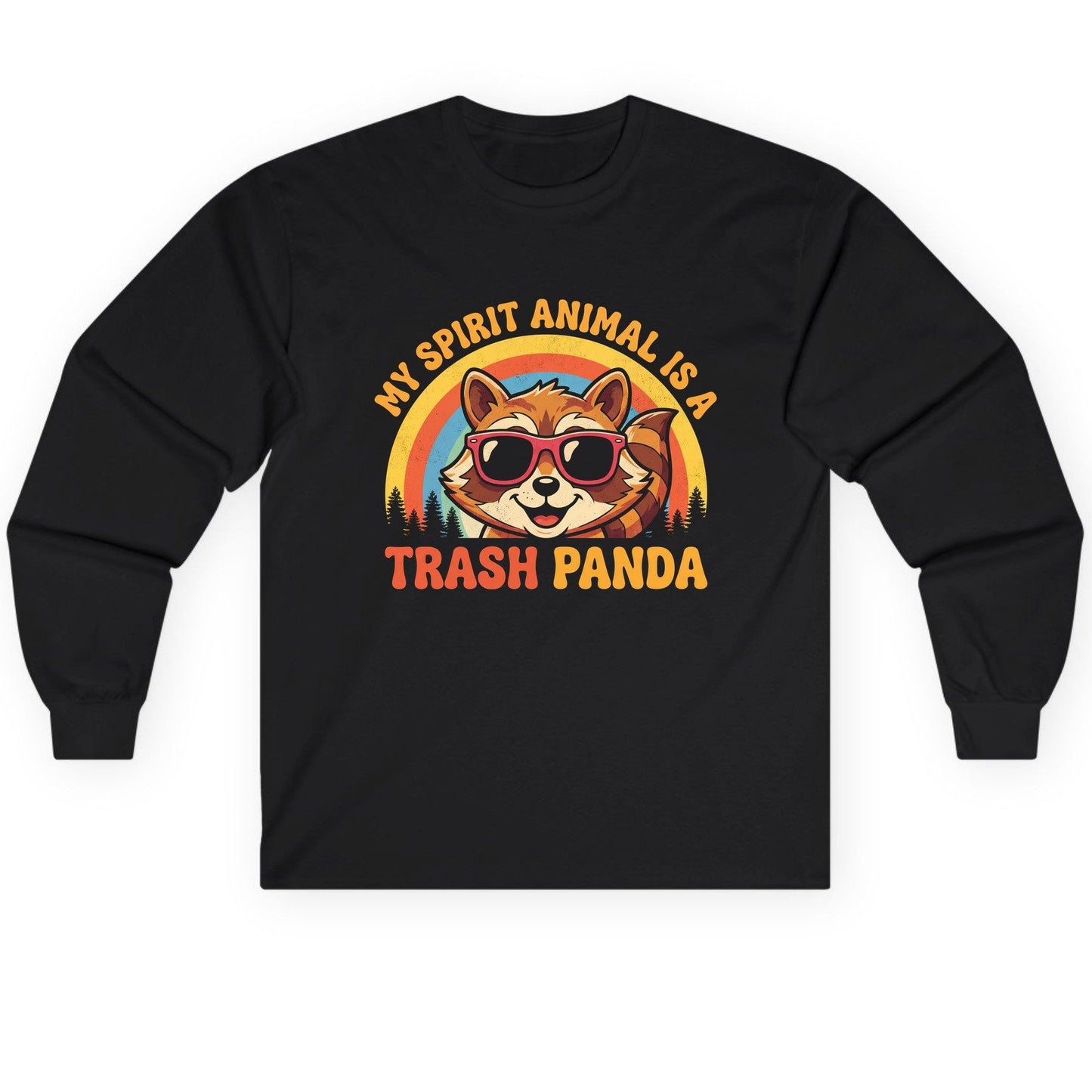 My Spirit Animal Is a Trash Panda raccoon Long Sleeve Tee Black product mockup