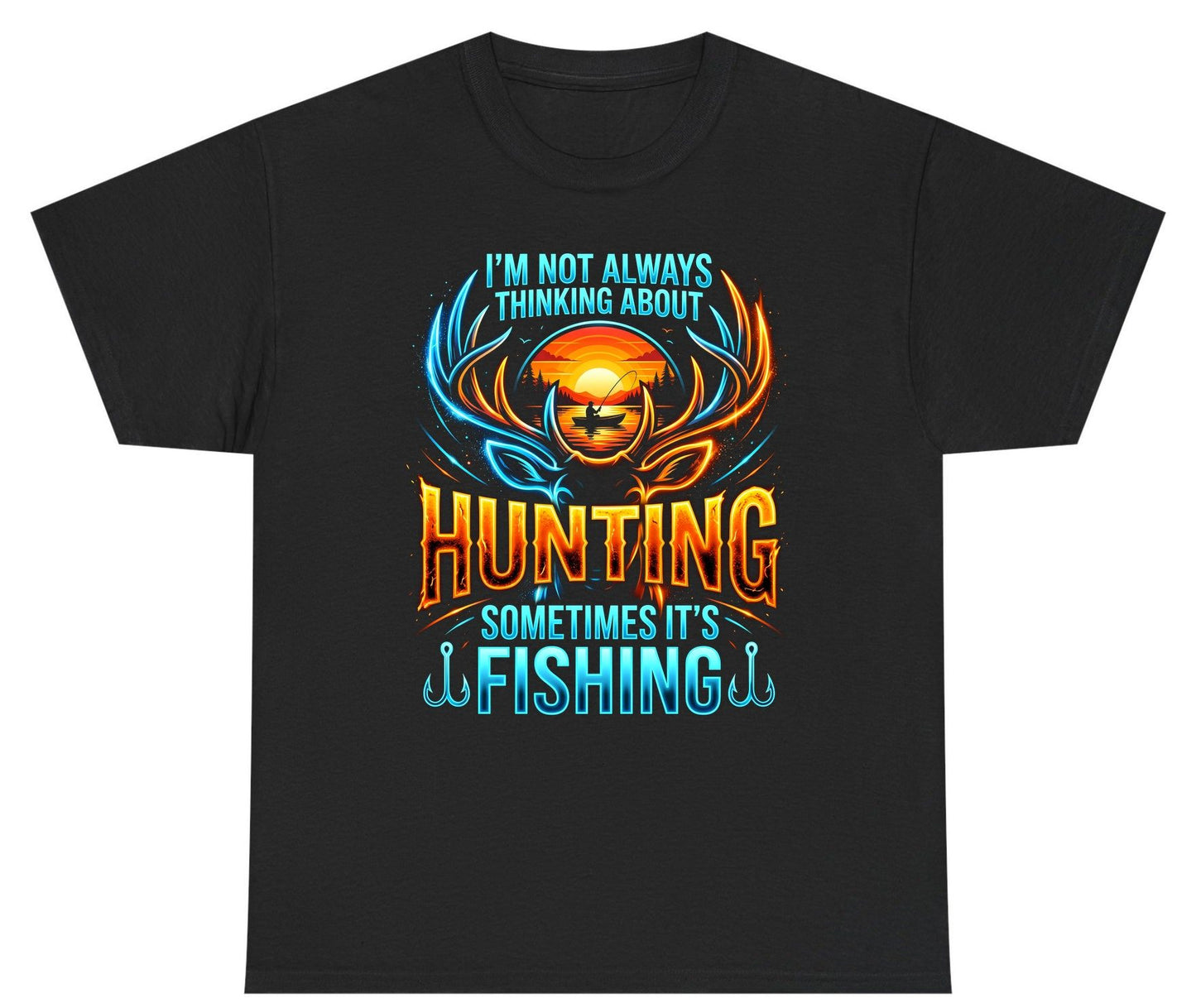 I'm Not Always Thinking About Hunting Sometimes It's Fishing hunting and fishing Youth T-Shirt Black product mockup